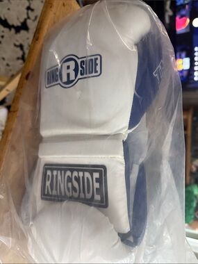 Ringside Gel Shock Safety Boxing Sparring Gloves white /blue14oz
